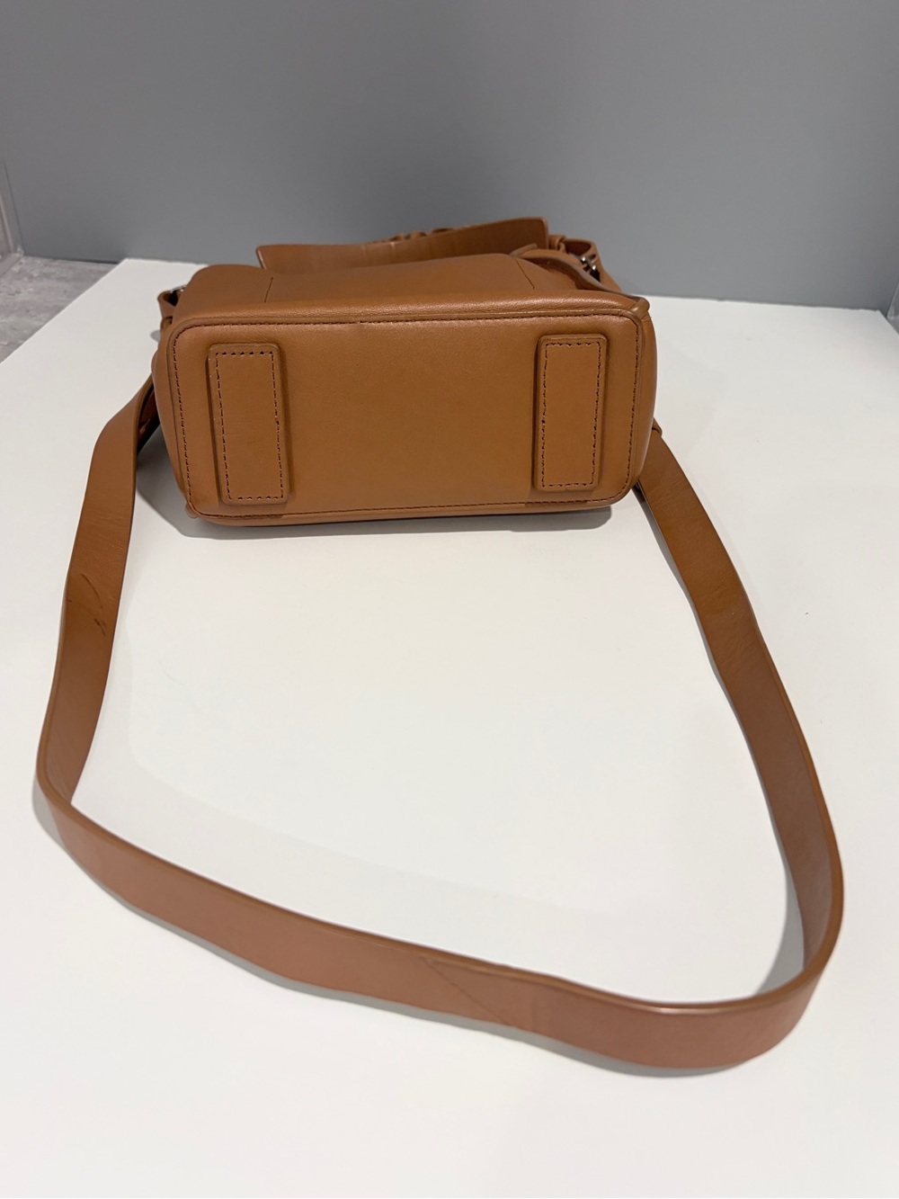 ALLSAINTS Genuine Leather Bucket Shoulder Bag with Ruched Strap - Picture 3 of 6